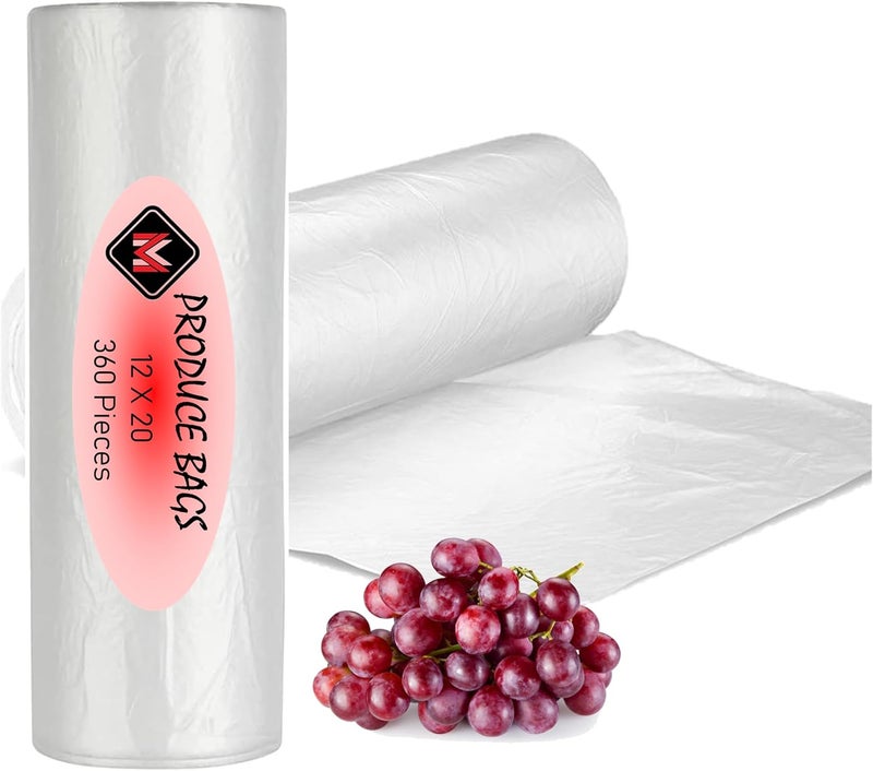 Mr. Miracle Plastic Produce Bags for Food Storage - 12"x20" Clear Grocery Bag for Fruits, Vegetables, Bread - Easy Peel-Off Design, Continuous Roll, 1.75" Core, Pack of 360 Bags [1 roll] - Image 1